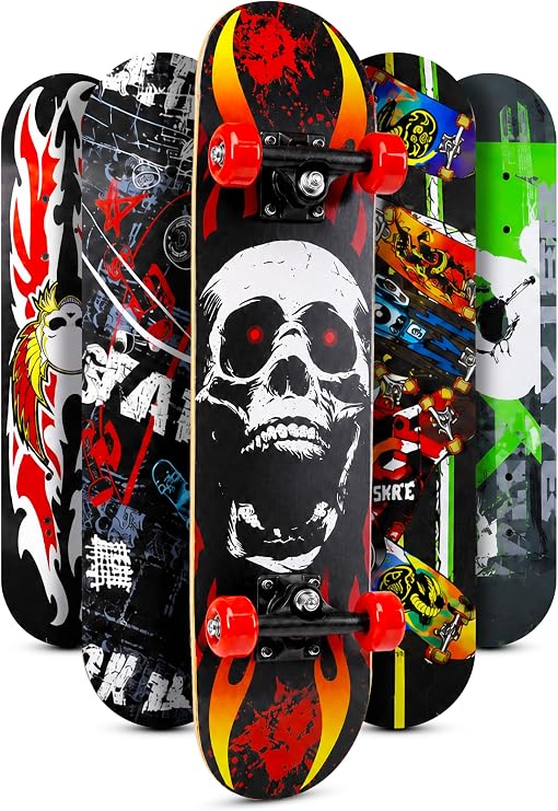 Orta Boy Kaykay 60 cm 8 Katmanlı Canlı Desenli Kemik Teker Kaymaz Skateboard 2406