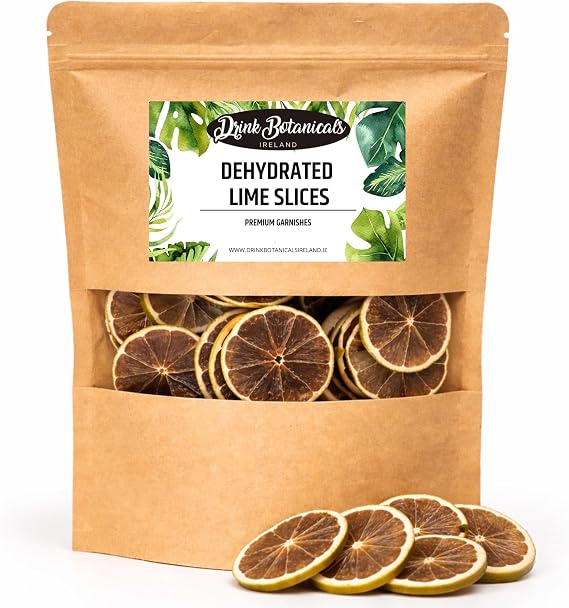 Dehydrated Dried Lime Slices | Lime Wheels | 90 + Slices Approx | 100% Natural No Added Sugars | For Cocktails, Wreath Making, Tea, Cakes, Decoration | Dried Limes For Cocktails | 3.5 oz | 100 Grams