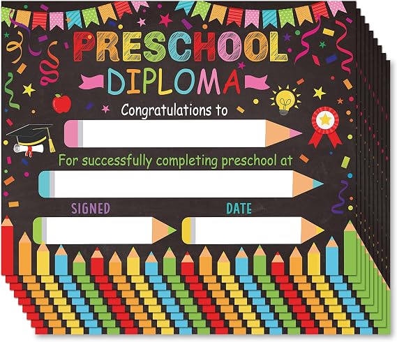 Yisong 35 Pcs Preschool Diploma Certificate Preschool 2026 Diploma Colorful Kindergarten Graduation Supplies Classroom Activities Award Certificate for Kid Student Teacher 8.5 x 11 Inch(Novel Style)