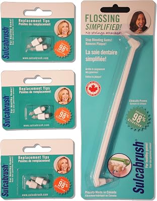 1 Sulcabrush Handle and 3 Replacement Tip Packs Bundle