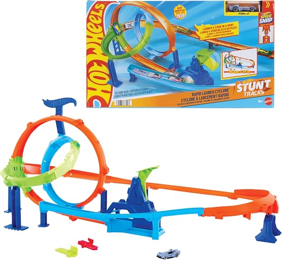 ​Hot Wheels Stunt Tracks Rapid Cyclone Playset & 1:64 Scale Toy Car