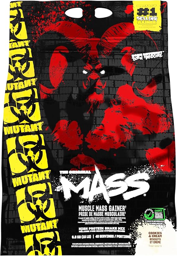 MUTANT Mass | Muscle Mass Gainer | 1100 Calories, 56g Protein, Whole Food Carbs, BCAAs, and Glutamine | Ultimate Hardcore Weight Gainer Shake | 6800g | Cookies & Cream