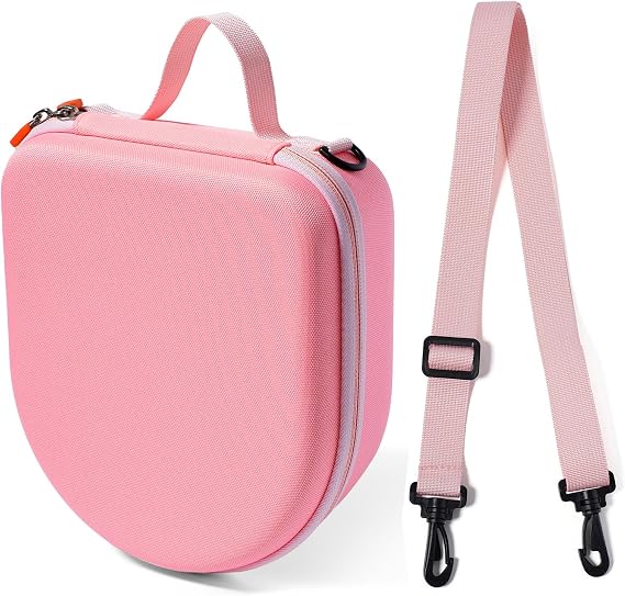 Travel Case Holder for Yoto Mini Player, Headphone, Audiobook Cards - Protective Storage Organizer Carrier with Adjustable Shoulder Strap for Kids (Pink)