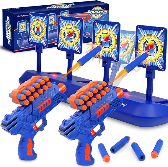 Digital Shooting Targets with Foam Dart Toy Blaster for Kids Shooting Games | Electronic Scoring Auto Reset 4 Targets for Indoor Outdoor Play, Christmas Birthday Gifts for Boys Ages 5 6 7 8 9 10 Year Old
