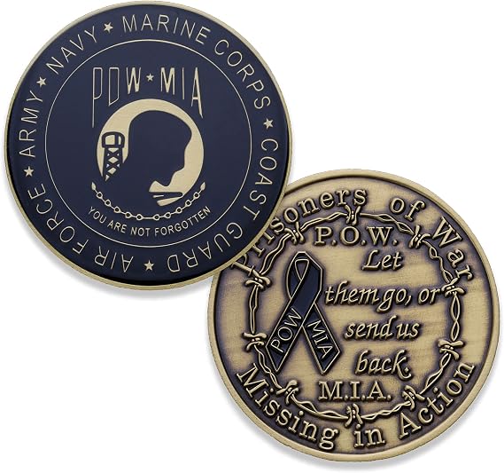 Coins For Anything, Inc POW - MIA Challenge Coin - U.S. Military POW MIA Never Forget Coin - Designed by Military Veterans - POW-MIA Marine Corps - Navy - Air Force - Army - Coast Guard