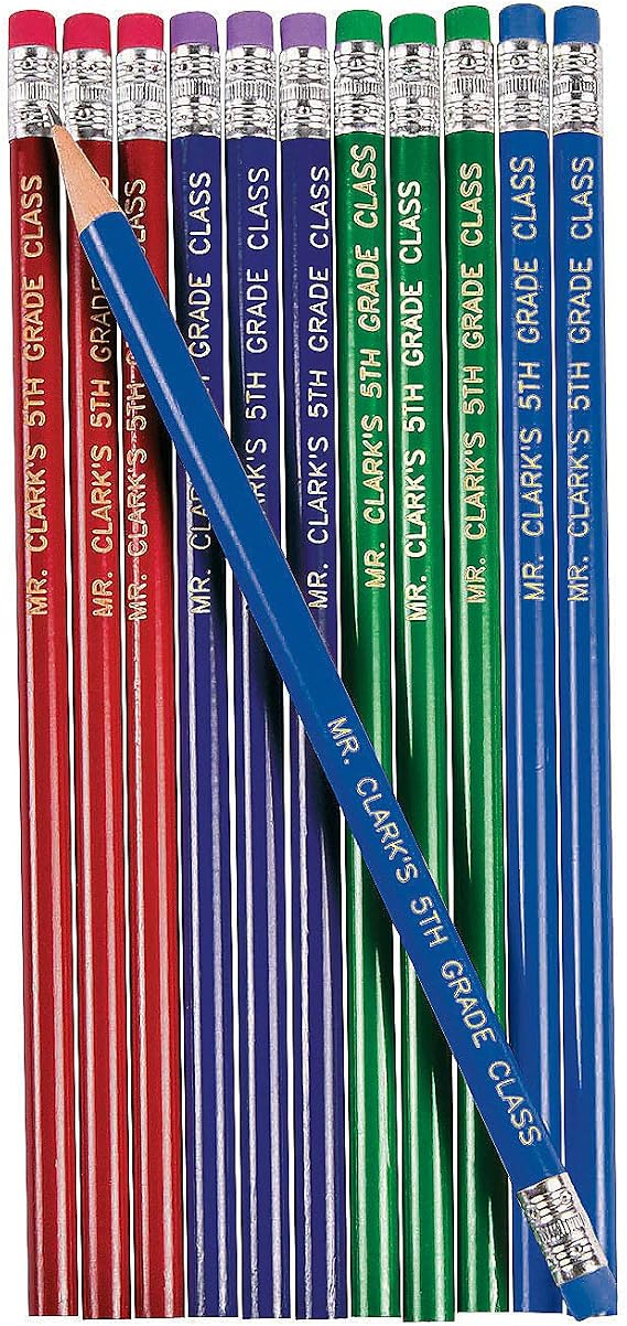 Fun Express Personalized Pencils (Classic Assorted), 24 Pieces, Teaching, Writing, Branded, Office Supplies