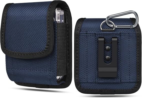 ykooe Holster Compatible with Samsung Galaxy Z Flip 6 5 4 3, Durable Nylon with Metal Belt Clip and Carabiner, Snug Fit, Sturdy Build, Reliable Everyday Protection, Blue