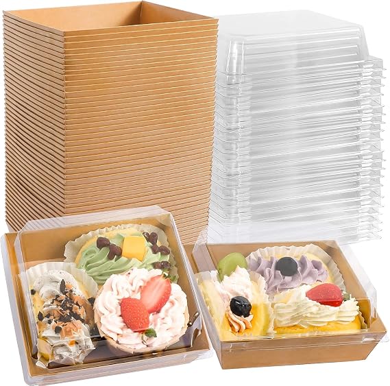 50Pack Charcuterie Boxes, Square Paper Charcuterie Box, 12cm, Brown