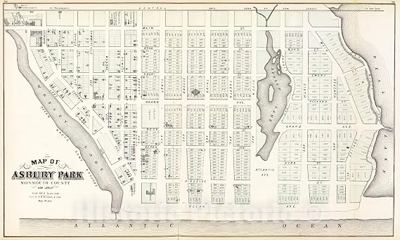 Asbury Park, New Jersey 1878 - Historical Map Print - 24in x 16in