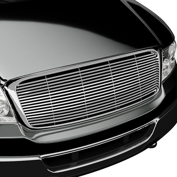 Armordillo Horizontal Style Front Grille|Compatible With 2004-2008 Ford F150|8720769|Chrome|Front Hood Bumper Grille