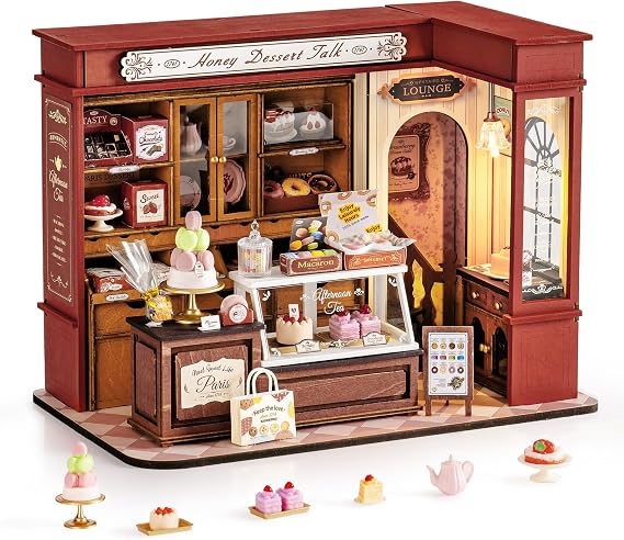 Rolife DIY Miniature House Kit for Adults Honey Dessert Talk Model Kits Miniature Dolls House Home Decoration Dolls House Kits to Build Adults Birthday Gift
