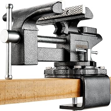6-Inch Bench Vise, Vice for Workbench with Heavy Duty Forged Steel Construction, Built-in Pipe Jaw and Swivel Base, Table Vise for Woodworking, Home Workshop Use and DIY Job