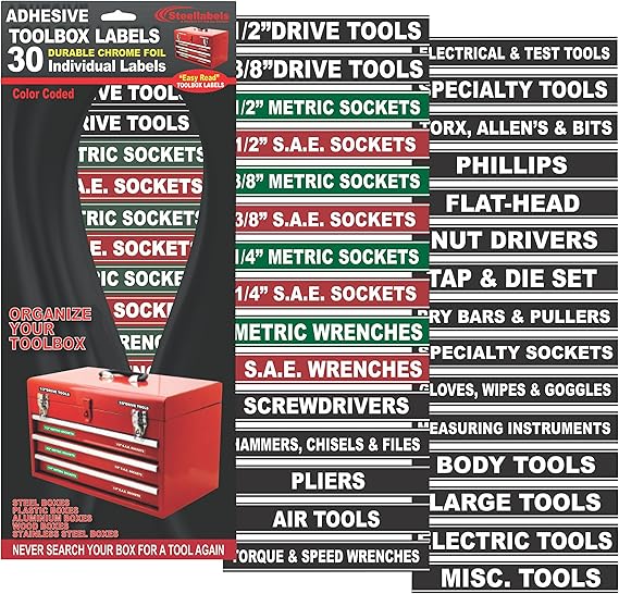 Green Adhesive Toolbox Labels