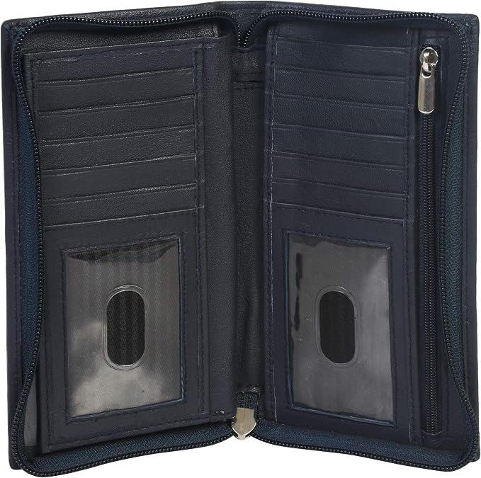 LeatherBoss Checkbook Holder Wallet with All Around Zipper and Pull Out Checkbook
