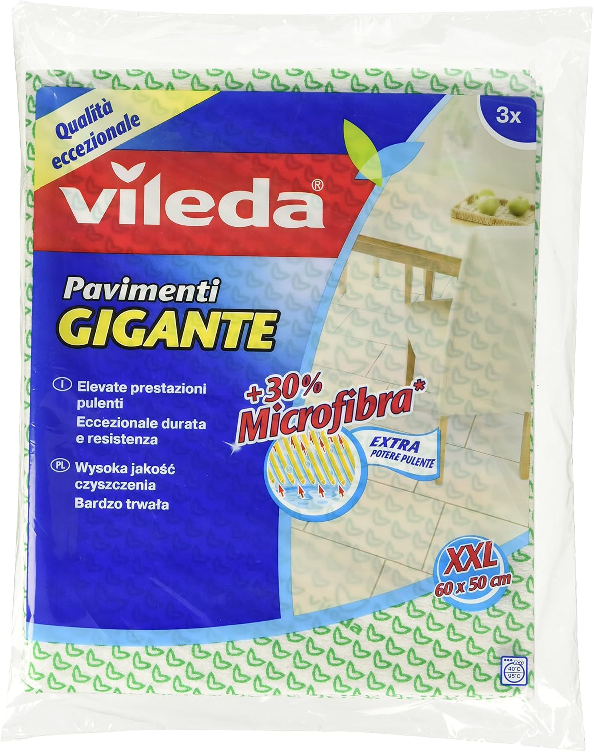 Vileda – Extra Large Floor Cloth, Pack of 3