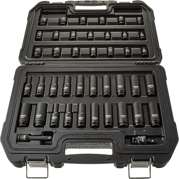 DEWALT Impact Socket Set, Combination, SAE/MM, 3/8-Inch Drive, 42-Piece (DWMT19248)