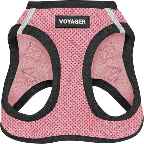 Voyager Step-in Air Dog Vest Harness - Pink/Black Trim, Small | 14.5-16" in Chest, Reflective Bands, All Weather Breathable Air Mesh, Cats Compatible, Lightweight, Fast Drying
