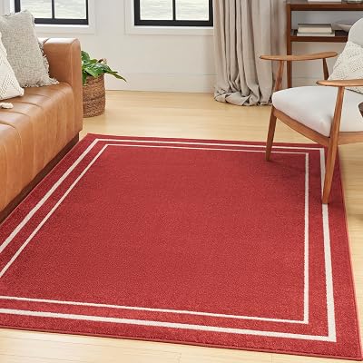 Nourison Home Nourison Essentials Brick Ivory 6 x 9 Area Rug - Easy Clean, Non Shedding, Bed Room, Living Room, Dining Room, Kitchen 6 x 9
