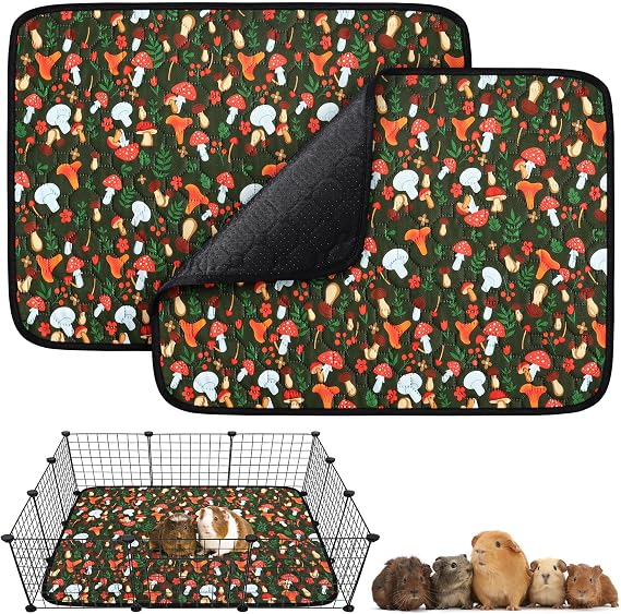 2 Pcs Guinea Pig Cage Liners, 23.6'' x 17.7'' Reusable Washable Guinea Pig Bedding, Waterproof Anti Slip Guinea Pig Pee Pads, Fast and Super Absorbent Pet Mat for Small Animals Cat Rabbit Chinchillas