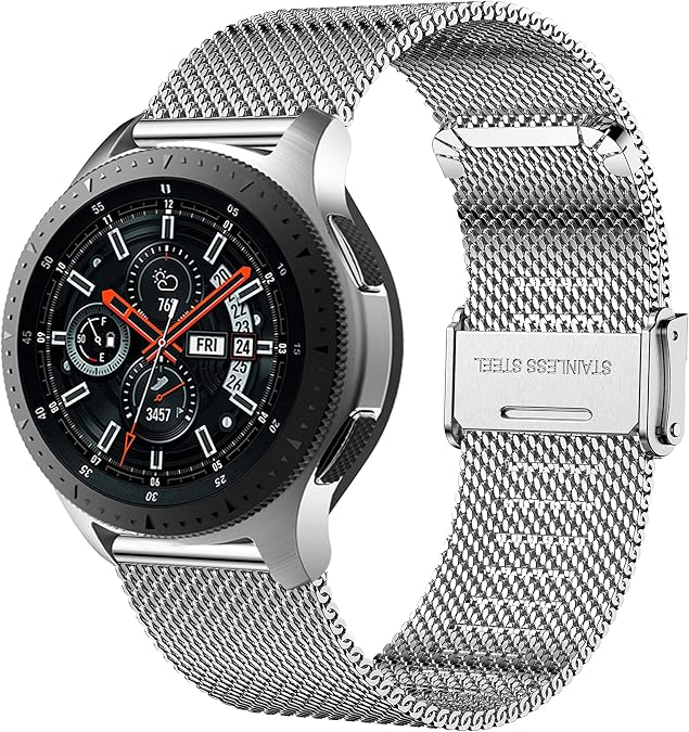 Watch Bands for Galaxy Watch 46mm/Galaxy Watch 3 45mm/Gear S3 Frontier/Classic Band, 22mm Mesh Stainless Steel Watch band for Garmin Vivoactive 4 45mm,Fossil Gen 5 Carlyle hr/Garrett