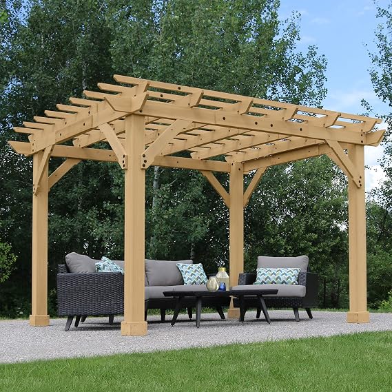 Yardistry 10 x 12 Meridian Cedar Wood Pergola for Patios, Decks, Garden, Backyard, Durable