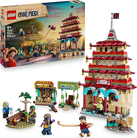 LEGO ONE PIECE Showdown in Arlong Park - Interactive Toy with 5 Mini Figures - Ruffy & Nami and a Collapsing Pagoda - Anime Gift for Boys Girls & Fans from 9 Years - 75638