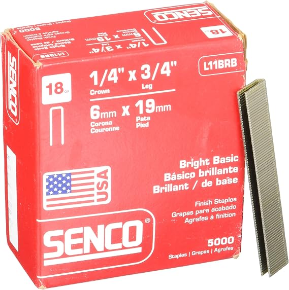 Senco L11BRB 18 Gauge by 1/4" Crown by 3/4" Leg Bright Basic Staples (5, 000per Box)