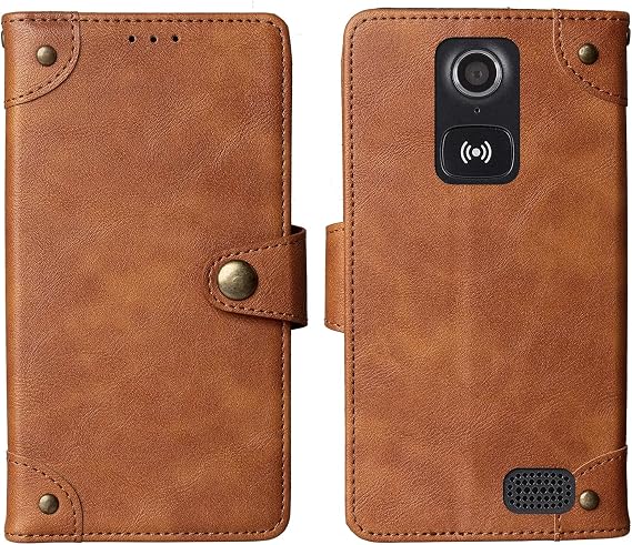 Flip Genuine Premium Leather TPU Silicone Phone Gel Case for Doro Liberto 8031/8030 / 822/8028 4.5" Back Cover Skin Etui Protective Protector Wallet Pouch Shell Bumper (Brown)