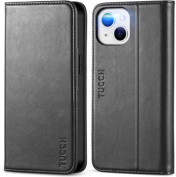 TUCCH Wallet Case 3 Card Slots for iPhone 13 (6.1") 2021, Black