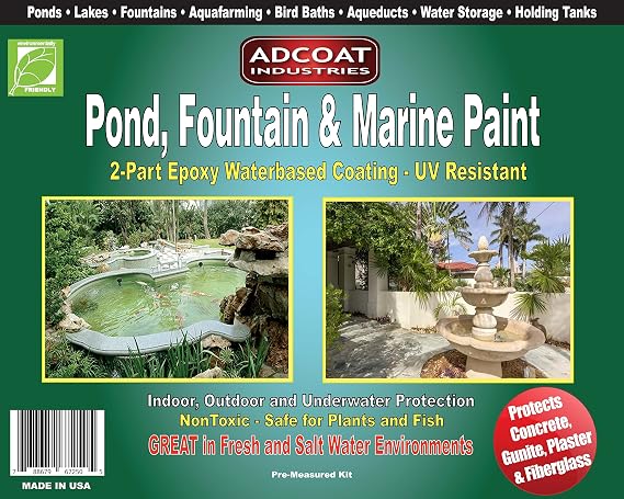 Pond, Fountain & Marine Paint - 2-Part Acrylic Epoxy - Interior Exterior - 1 Quart Kit - White