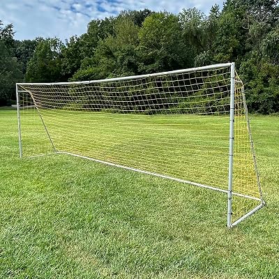 Pass Official Size 24X8X5 Ft. Steel Soccer Goal. Heavy Duty with Two NETS. Regulation Size. Professional Portable Practice Training Aid. 2 Diameter Frame. 2 NETSOne Goal