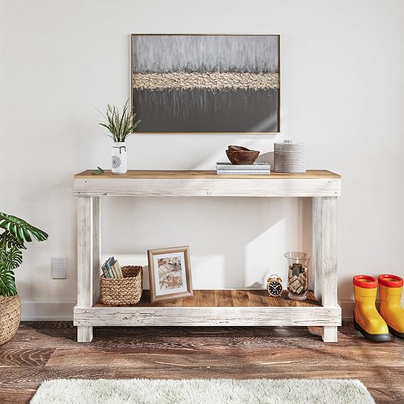 46 inch Nature Solid Wood Console Table (White)