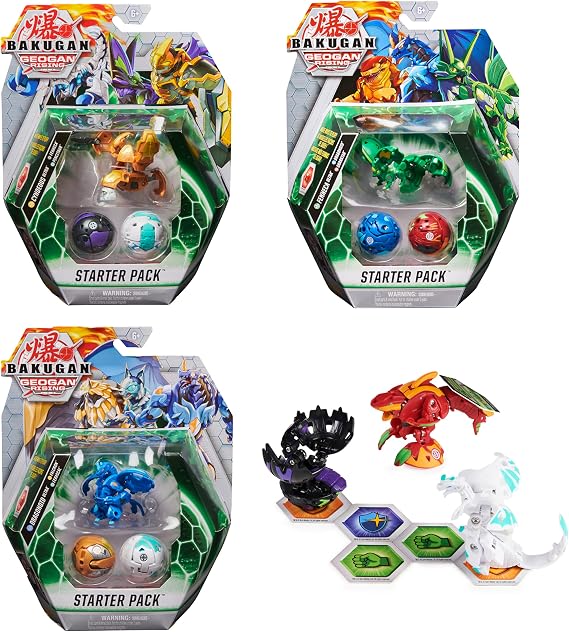 Bakugan Starter Pack 3-Pack, Sharktar Ultra, Geogan Rising Collectible Action Figures