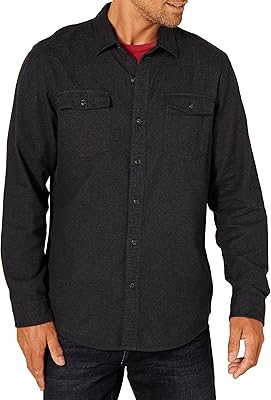 Amazon Essentials Mens Slim-Fit Flannel Long-Sleeve Shirt, Two-Pocket, Plaid