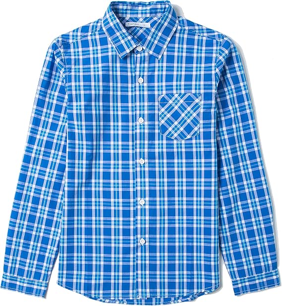 Tronjori Boy's Long Sleeve Button Down Woven Shirt