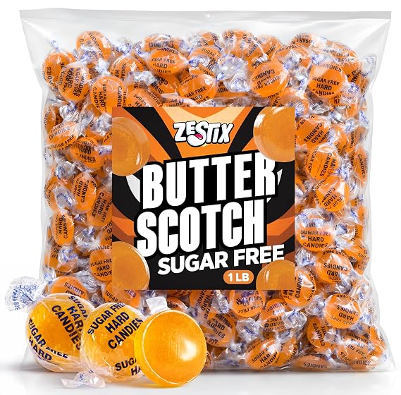 Sugar Free Butterscotch Hard Candy 1 lb. Bag Individually Wrapped | Old-Fashioned Butterscotch Candy with Smooth Buttery Flavor, Classic Nostalgic Hard Candy for Party Favors