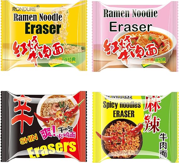XANADU Cute Food Erasers for Kids - Cool Ramen Noodle Eraser 16pcs- Fun Erasers for Students