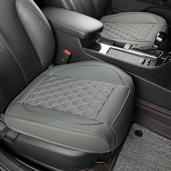 Leather Front Car Seat Covers,Bottom Seat Covers for Cars,Driver Car Seat Cushion Cover,Luxury Seat Protectors (Diamond Grey, 2 PACK)