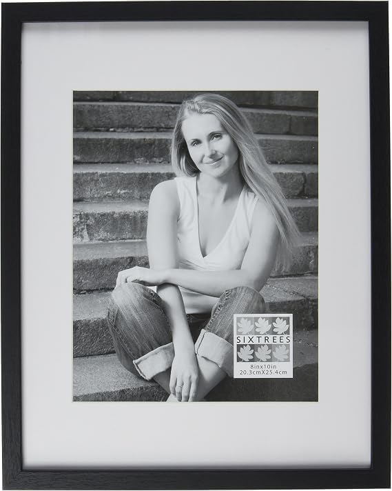 SIXTREES Logan 2 Black Matted Frame, 8 by 10-Inch