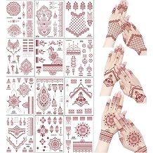 Proamate 12 PCS Temporary Tattoo Stickers, Waterproof Tattoo Stickers for Girls Women Wedding Party Art (Brick Red, 12PCS)