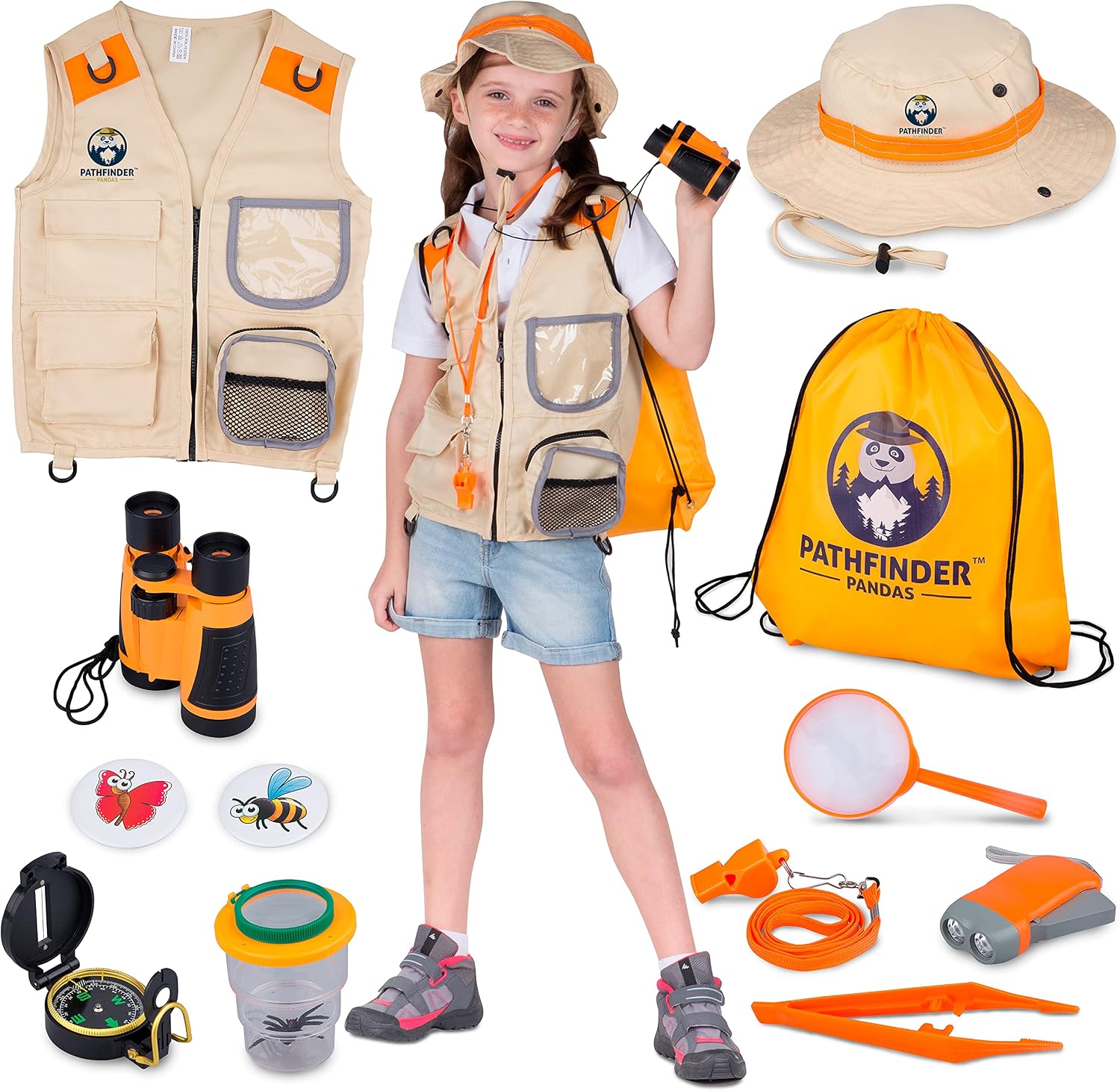 Explorer Costume Kids with Safari Vest &amp;amp; Hat – Kids Explorer Kit &amp;amp; Bug Hunting Kits for Children with Kids Binoculars, Bug Catcher for Kids, Magnifying Glass Outdoor Toys for 3 Year Old Boys Girls